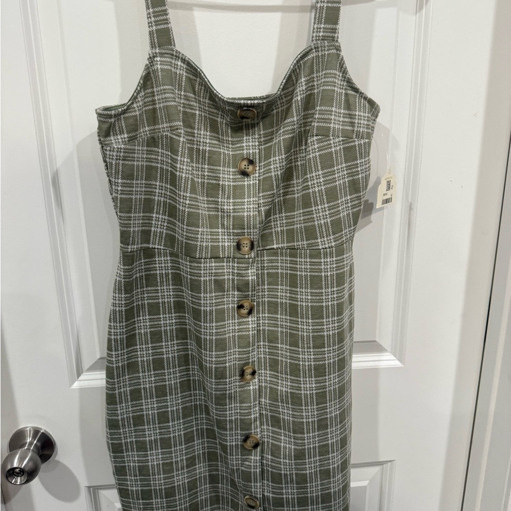 Altar'd State Green Plaid Midi Dress